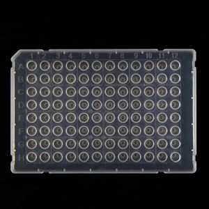 Alternative view of Lab supplier half-skirt transparent pcr plate cover for 96 well plate